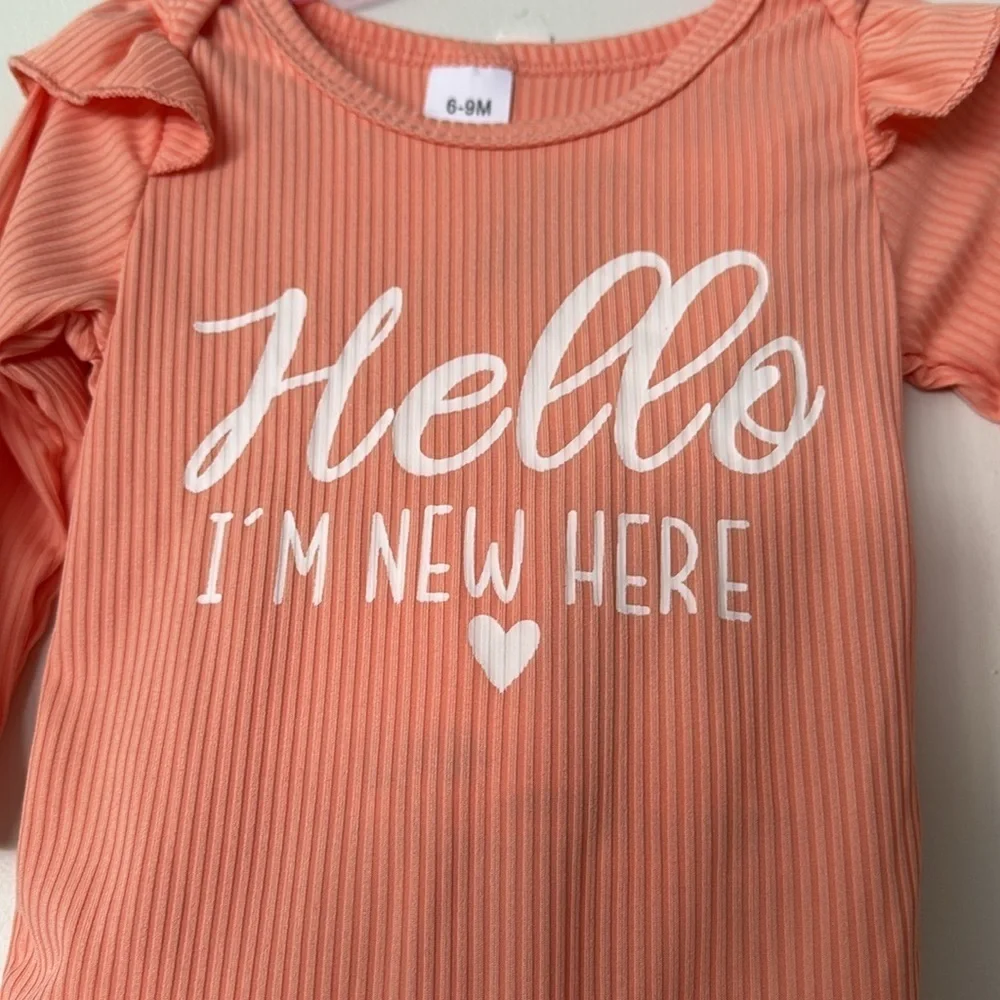 Long sleeve onesie with matching bell bottom pants